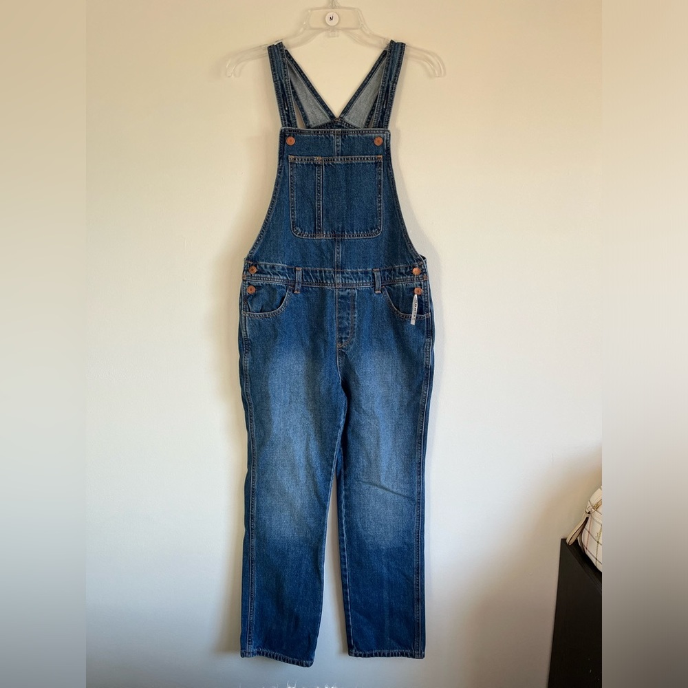 ✨NWT✨Old Navy. Medium Distressed Wash Jean Denim Overalls. Size Girls XL. - Picture 2 of 14